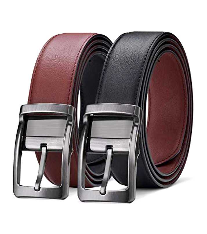 2 in 1 Double Sided Black and Brown Best Quality Leather Belt for Men/Boys