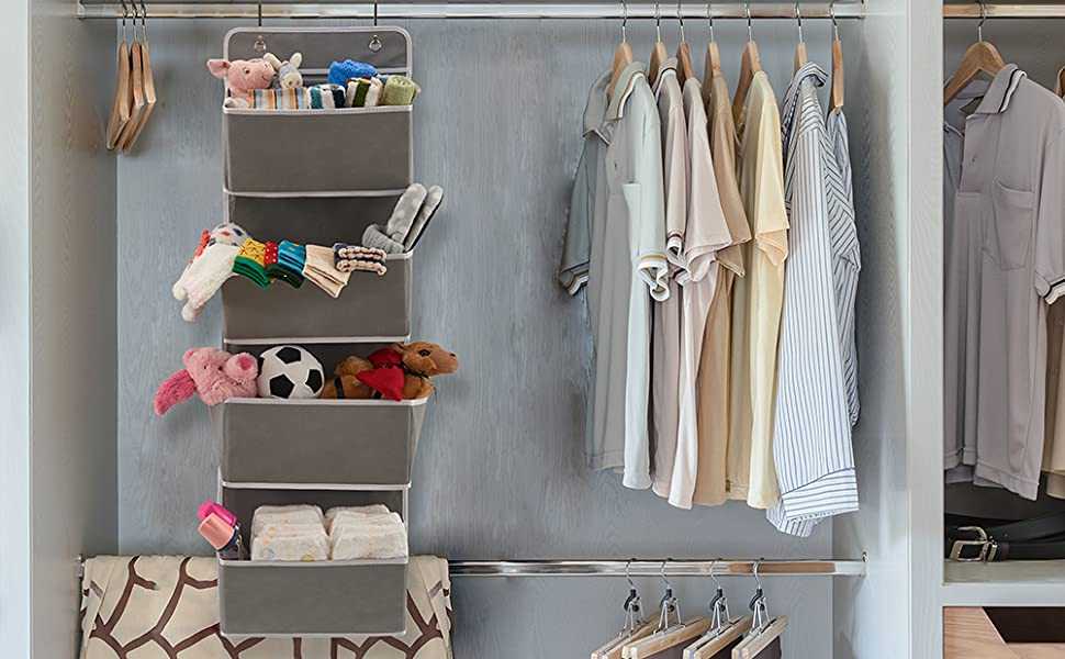 Over the Door Hanging Organizer with 4 Pocket, Home Storage Organizer with Hook for Pantry Baby Nursery Bathroom Closet 