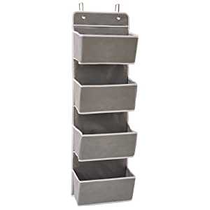 Over the Door Hanging Organizer with 4 Pocket, Home Storage Organizer with Hook for Pantry Baby Nursery Bathroom Closet 