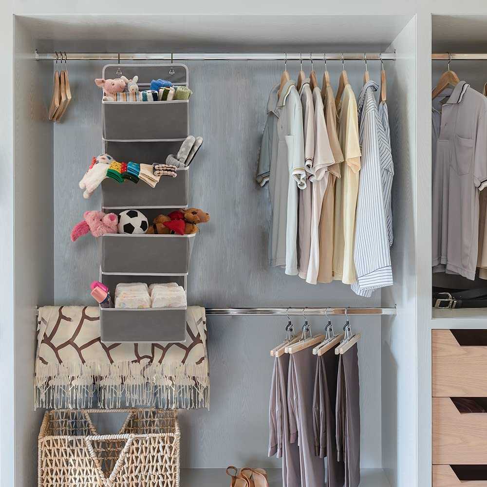 Over the Door Hanging Organizer with 4 Pocket, Home Storage Organizer with Hook for Pantry Baby Nursery Bathroom Closet 