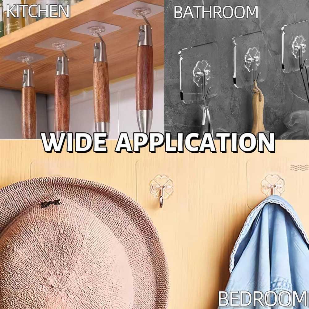 3 Roll Double-Sided Adhesive Tape + 5 Wall Hooks | No Drill Strong Hold