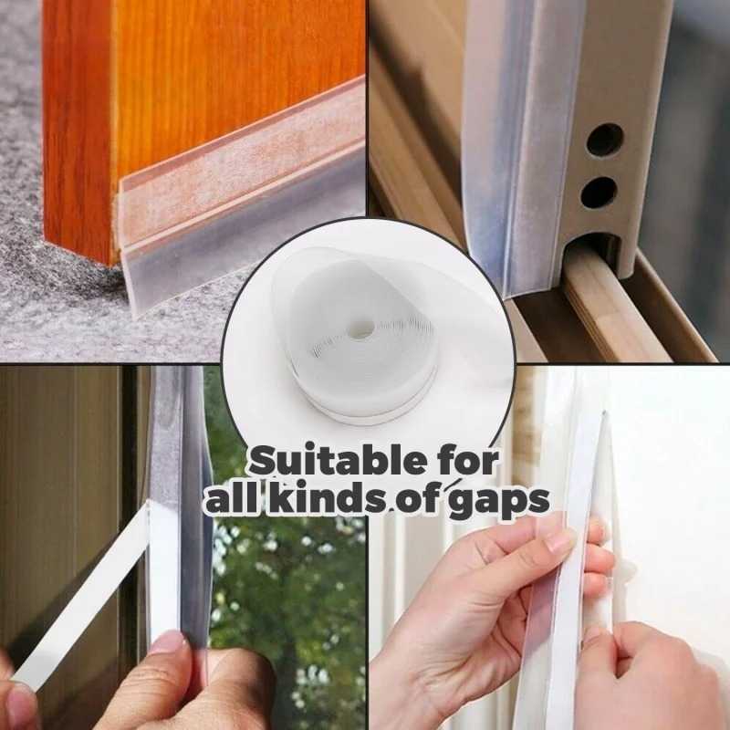 Silicone Self-Adhesive Door Weather Stripping Window Seal Strip Sealing Sticker Tape Door Draft Stopper Dustproof Insectproof