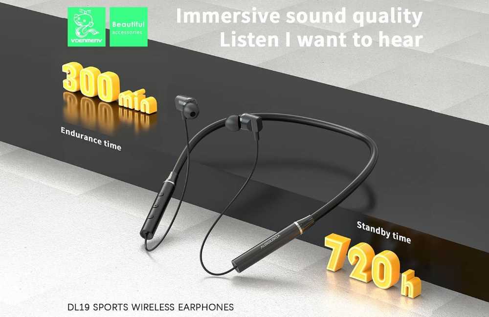 DL19 Sports Wireless Neckband Earphones | Bluetooth 5.2 | HD Sound | Long Battery