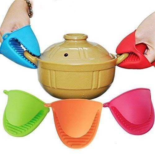 1 Pair of Silicon Pot Holder Oven Mini Gloves Cooking Pinch Handle Kitchen Heat Up Solution – Pack of 2