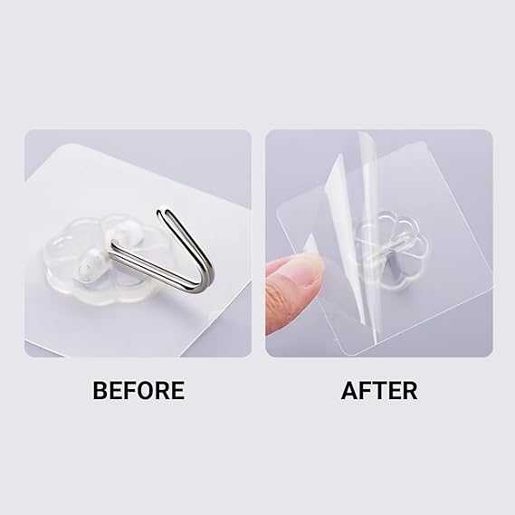 Pack of 10 Adhesive Single Hooks – Heavy Duty Transparent Wall Hooks