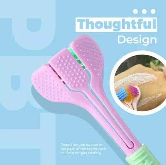Three Sided Toothbrush Soft Bristles Gentle Clean Replaceable Heads 360-Degree Coverage Toothbrush