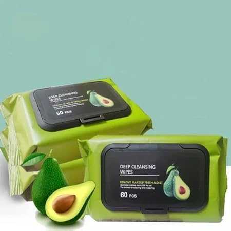 Avocado Makeup Remover Wipes (80 Pcs) – Soothing & Hydrating Face Cleanser