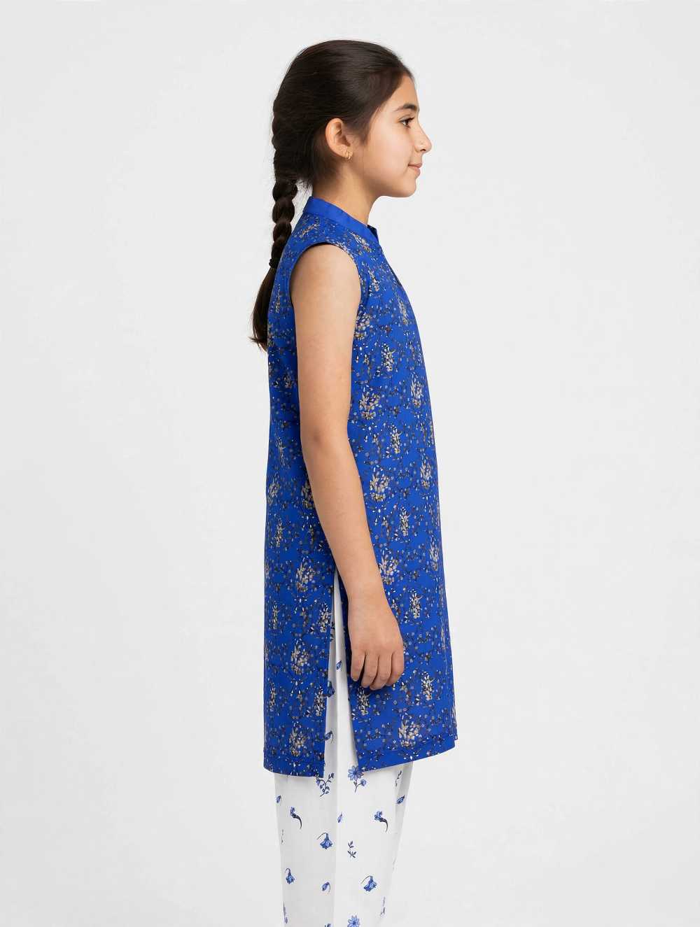 Girls Blue Floral Co Ord Set (Sleeves Separate Included)