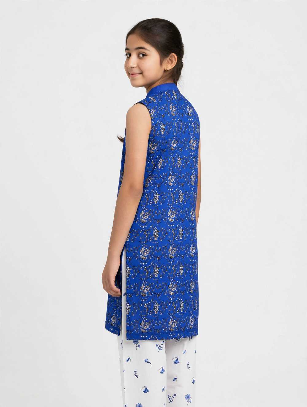 Girls Blue Floral Co Ord Set (Sleeves Separate Included)