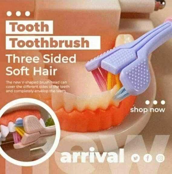 Three Sided Toothbrush Soft Bristles Gentle Clean Replaceable Heads 360-Degree Coverage Toothbrush