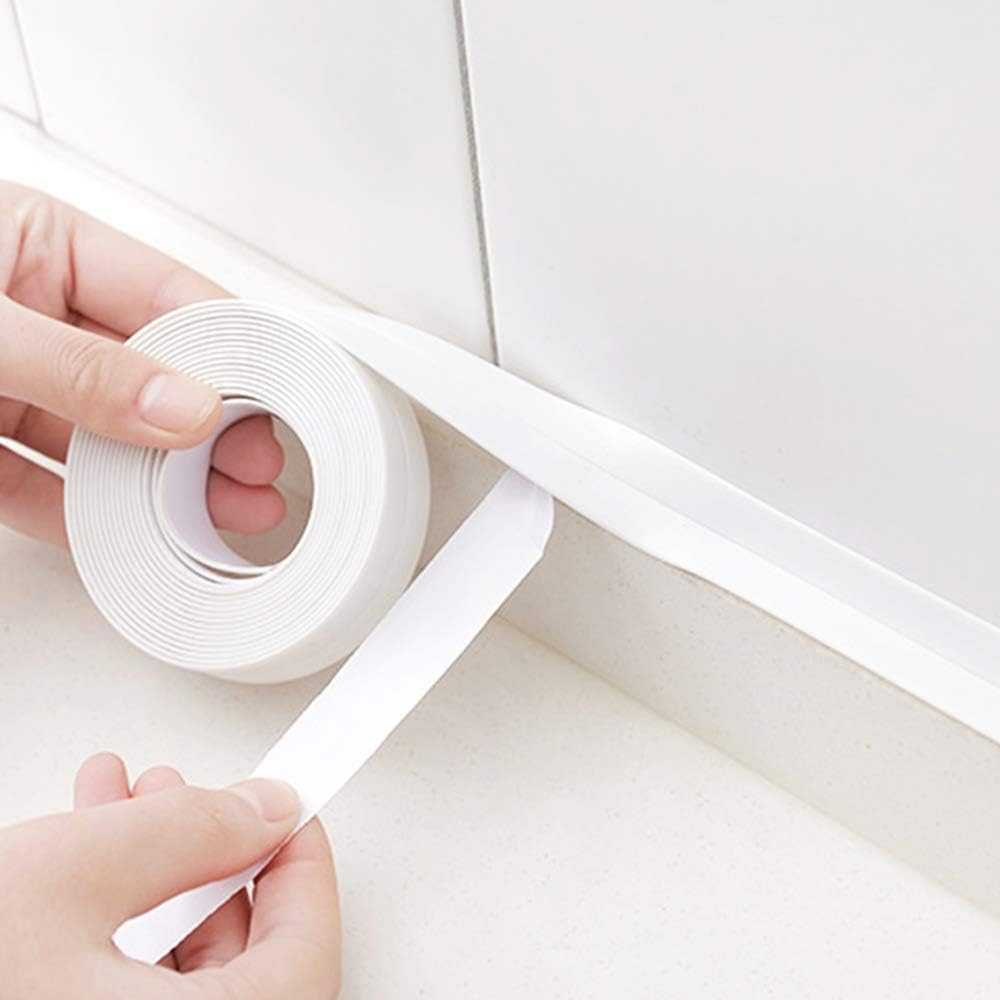 Wall Corner Line Sticking Strip | PVC Self-Adhesive Wall Sealing Tape | Pot Gap Corner Line Mildew-proof Sticker | Kitchen Sink Bathroom Crack Repair Caulk Tape (3.2 meter, White)