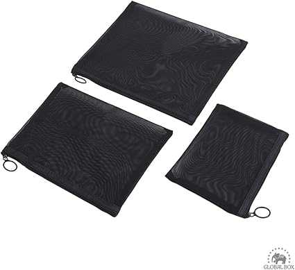 3 Pcs Makeup Pouch Set – Net Material Cosmetic Organizer Bags for Travel & Daily Use