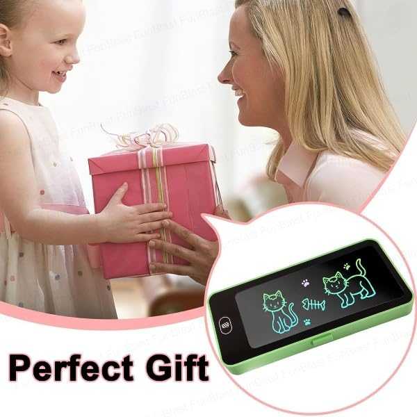 2-in-1 Kids Pencil Box – Built-in Multicolor LCD Writing Tablet & Drawing Board