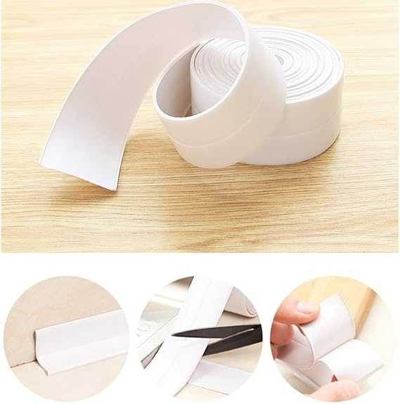Wall Corner Line Sticking Strip | PVC Self-Adhesive Wall Sealing Tape | Pot Gap Corner Line Mildew-proof Sticker | Kitchen Sink Bathroom Crack Repair Caulk Tape (3.2 meter, White)