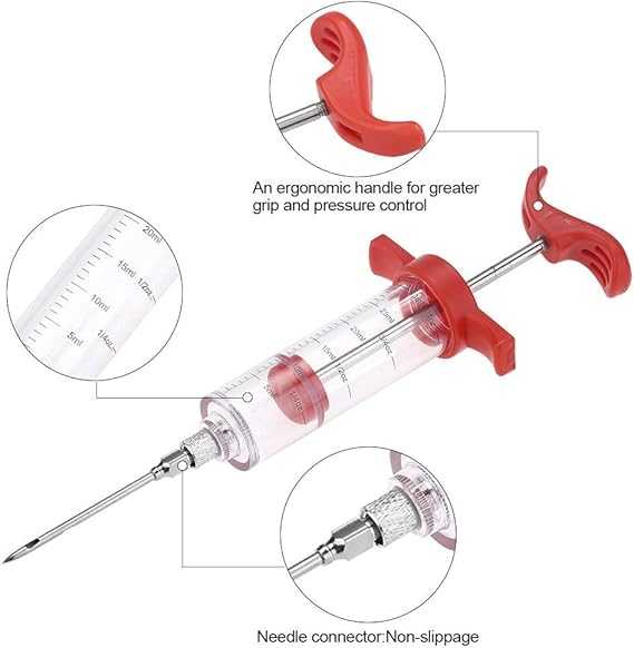 Stainless Steel Meat Injector – BBQ Marinade & Flavor Seasoning Needle