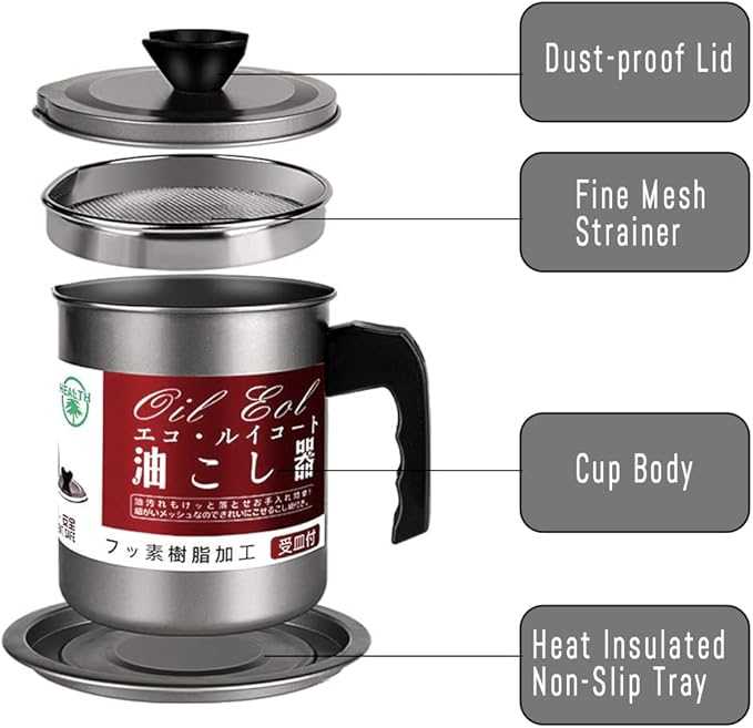 1.4L Stainless Steel Oil Pot – Premium Grease Keeper with Mesh Strainer