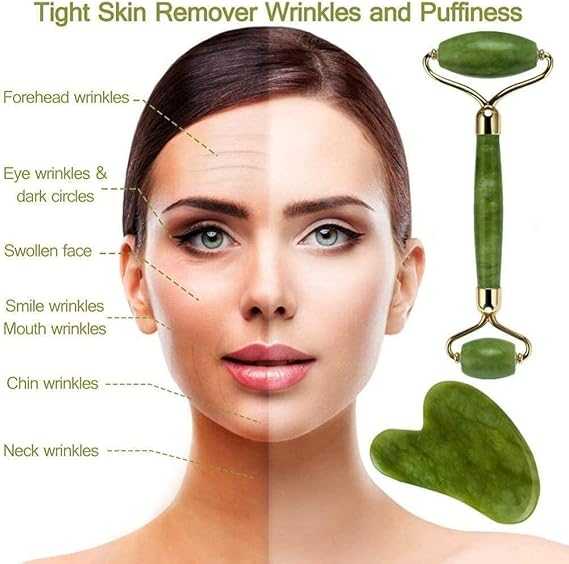 Natural Marble Jade Roller & Gua Sha Set – 2-in-1 Facial Massager Kit
