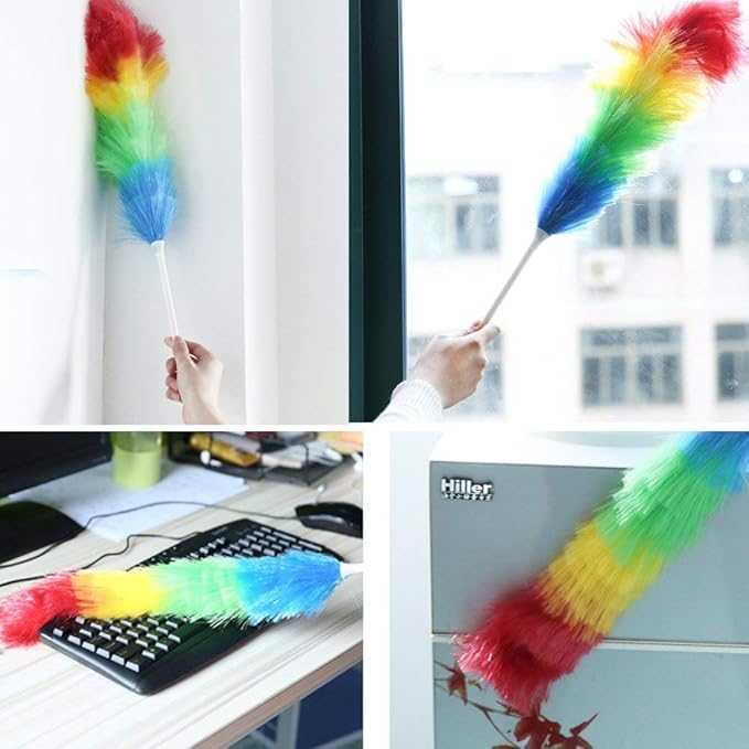 Rainbow Microfiber Duster – Static Charge Dust Remover for Home & Car