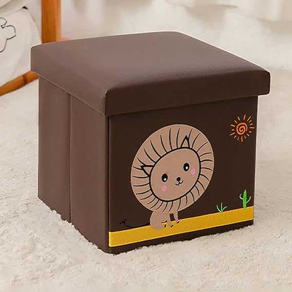 Brown Cube Storage Box – Cute Character Face Toy Organizer for Kids