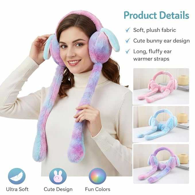 Cute Rabbit Earmuffs for Girls – Soft Plush Winter Ear Warmers