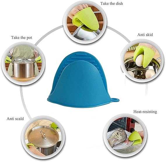 1 Pair of Silicon Pot Holder Oven Mini Gloves Cooking Pinch Handle Kitchen Heat Up Solution – Pack of 2