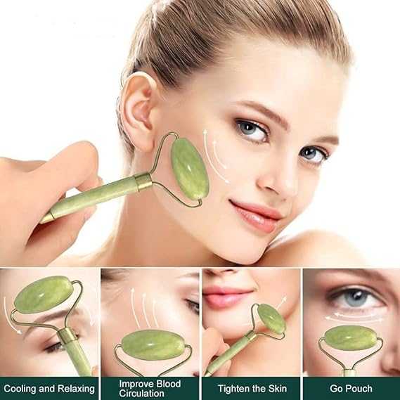 Natural Marble Jade Roller & Gua Sha Set – 2-in-1 Facial Massager Kit
