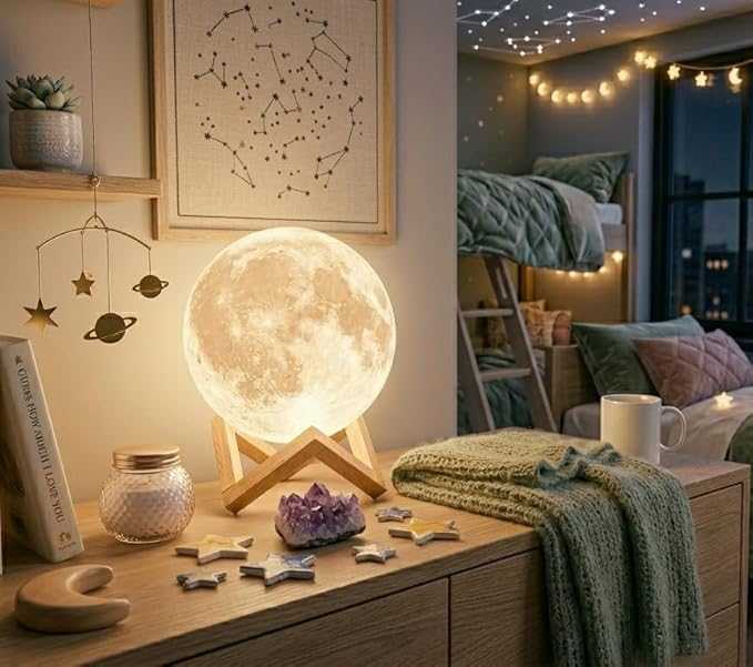 3D Moon Lamp – Rechargeable LED Night Light for Home Decor