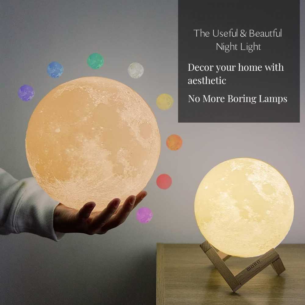 3D Moon Lamp – Rechargeable LED Night Light for Home Decor
