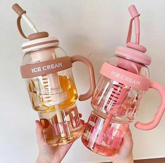 1400ml Ice-Cream Water Bottle – Kawaii Jumbo Smoothie & Milkshake Cup