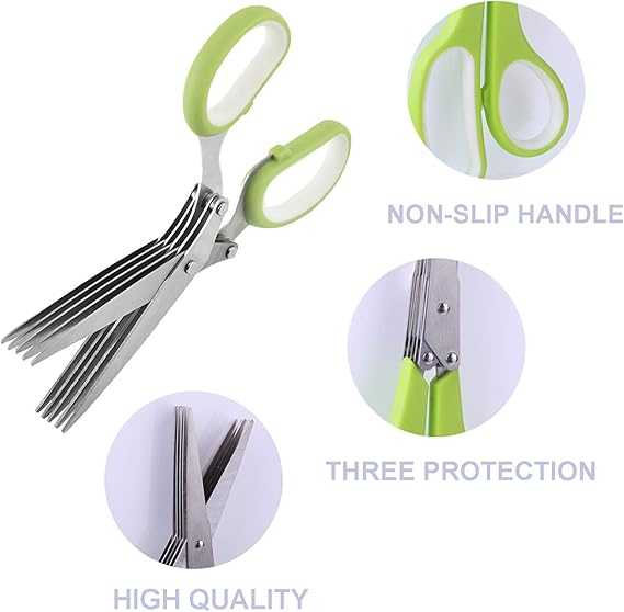 5-Layer Herb Scissors – Multifunctional Stainless Steel Vegetable Cutter