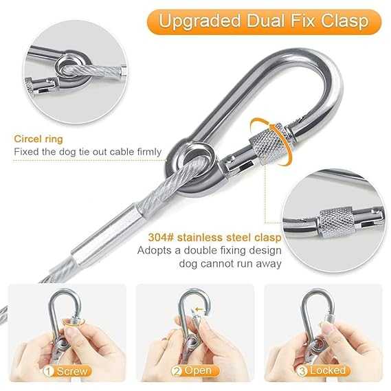 2-Meter Stainless Steel Clothesline – Strong Metal Rope with Hanging Hooks
