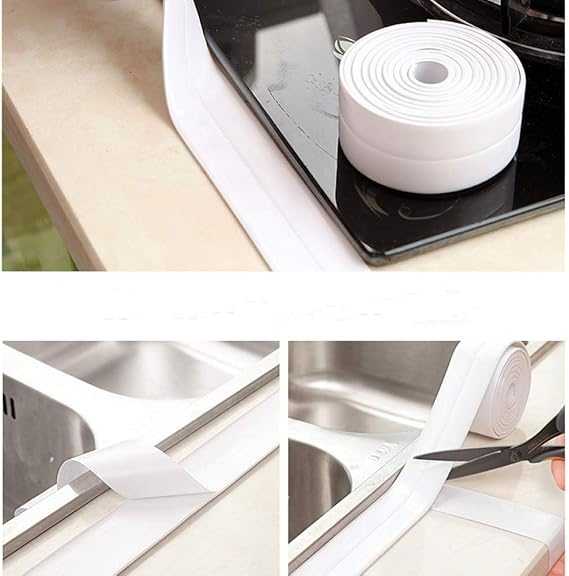 Wall Corner Line Sticking Strip | PVC Self-Adhesive Wall Sealing Tape | Pot Gap Corner Line Mildew-proof Sticker | Kitchen Sink Bathroom Crack Repair Caulk Tape (3.2 meter, White)