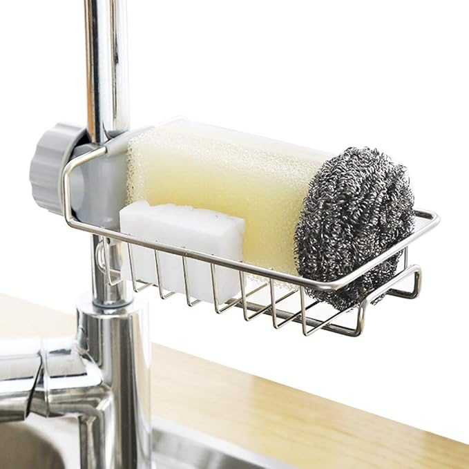 Kitchen Shelf Stainless Steel Faucet Rack Rag Drain Rack Household Kitchen Punch-free Sink Storage Rack