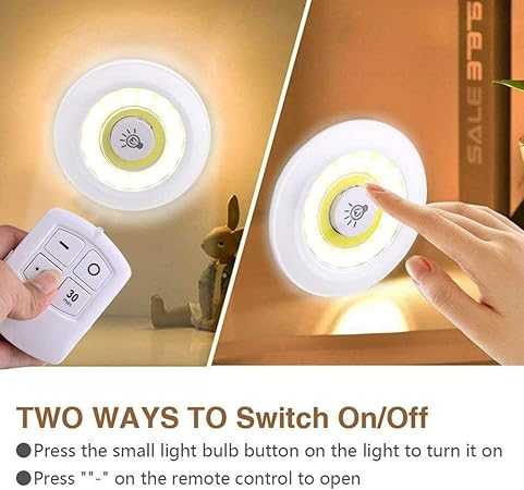 Remote Control LED Puck Lights (3 Pack) – Wireless Tap Light for Closet