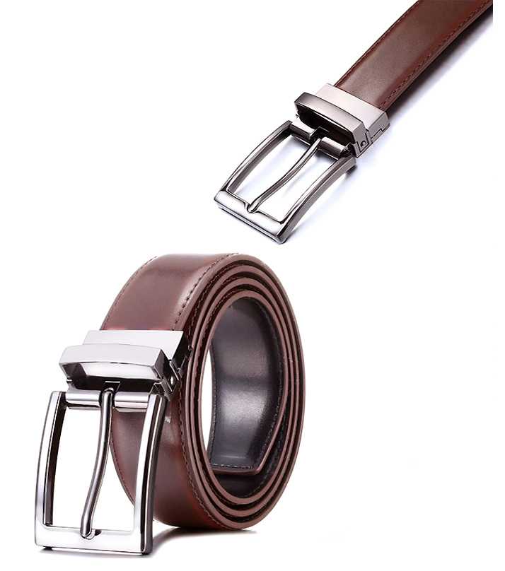 2 in 1 Double Sided Black and Brown Best Quality Leather Belt for Men/Boys
