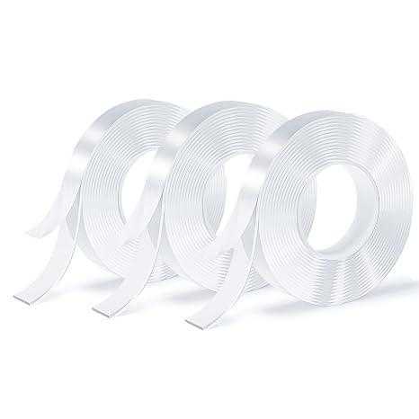3 Roll Double-Sided Adhesive Tape + 5 Wall Hooks | No Drill Strong Hold