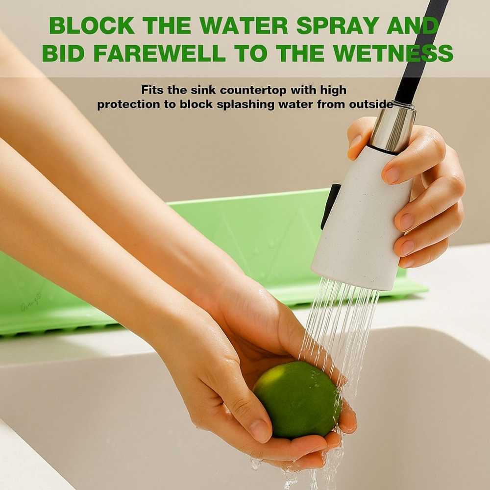 Silicone Sink Splash Guard with Suction Cups, Splatter Board for Kitchen and Bathroom Sinks
