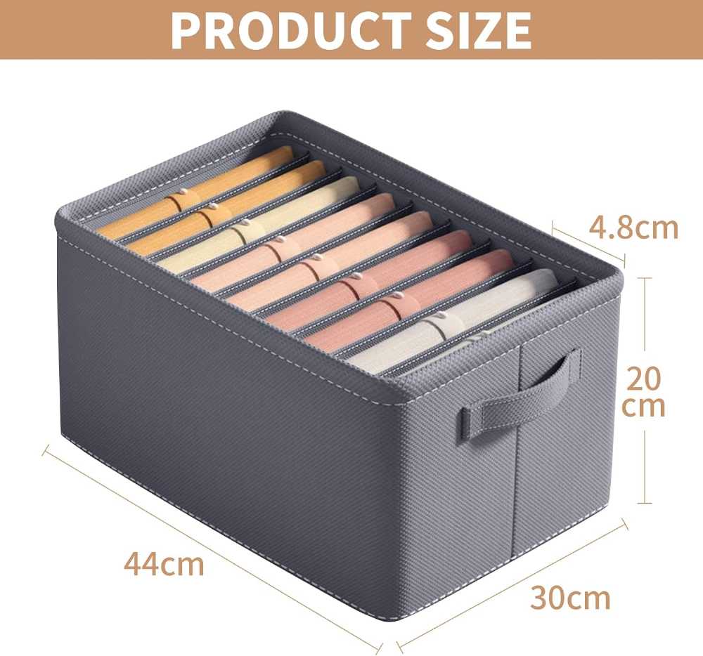 Pack of 2 Storage Bag 6 pockets 6 Grids Washable Wardrobe Clothes Organizer, Jeans Compartment Storage Box, 