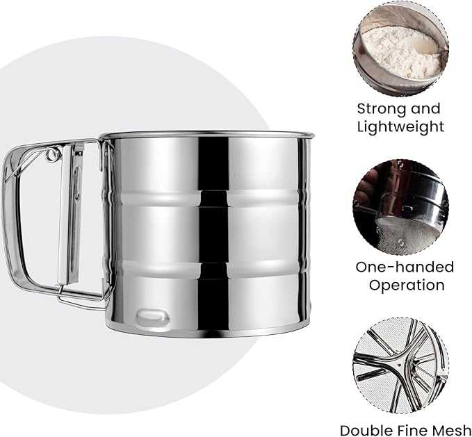 Stainless Steel Flour Sifter Cup – Handheld Manual Flour Filter for Baking