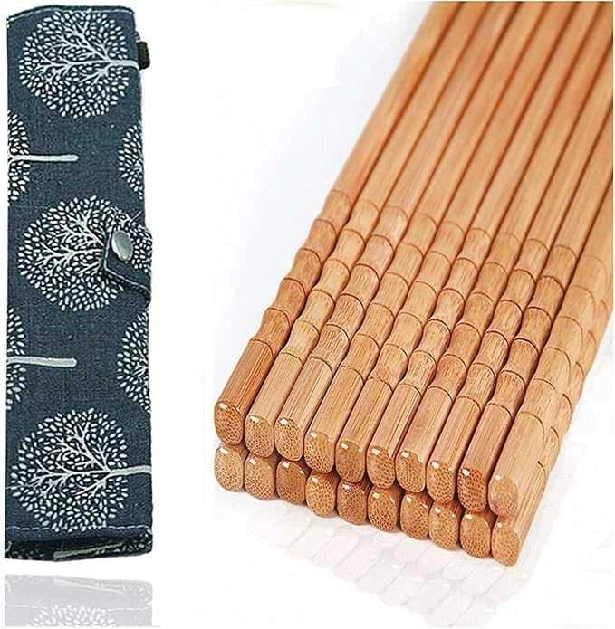 Pack of 10 Pairs Reusable Chopsticks – Non-Slip Premium Sushi Sticks