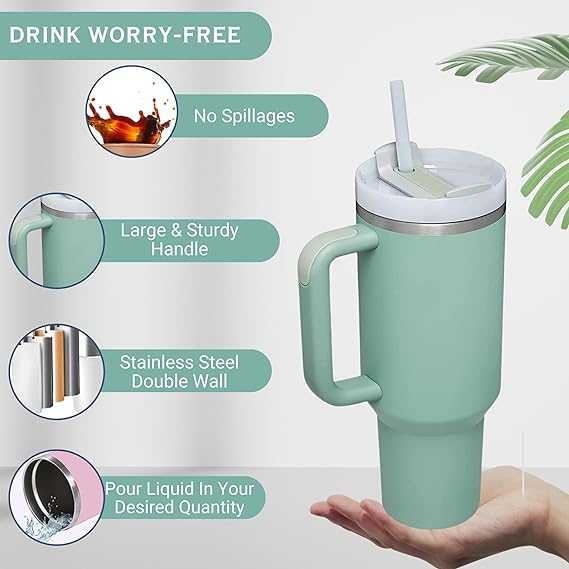 For Stanley 40oz Reusable Straw Cap 40Oz Tumbler Flip Straw Lid Replacement Spill Proof Reusable Splash Resistant Tumbler Cover