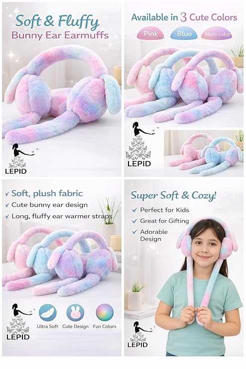 Cute Rabbit Earmuffs for Girls – Soft Plush Winter Ear Warmers