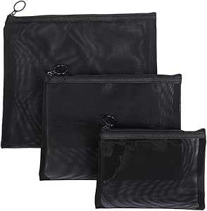 3 Pcs Makeup Pouch Set – Net Material Cosmetic Organizer Bags for Travel & Daily Use