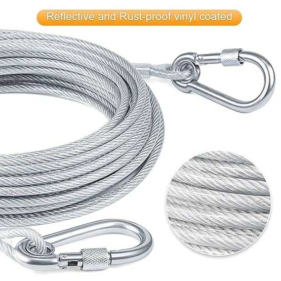 2-Meter Stainless Steel Clothesline – Strong Metal Rope with Hanging Hooks