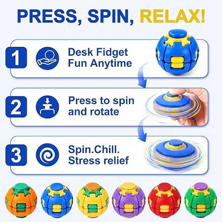 MARMIX 360 Rotating Fidget Ball – Sensory Desk Toy Stress Relief for Kids & Adults
