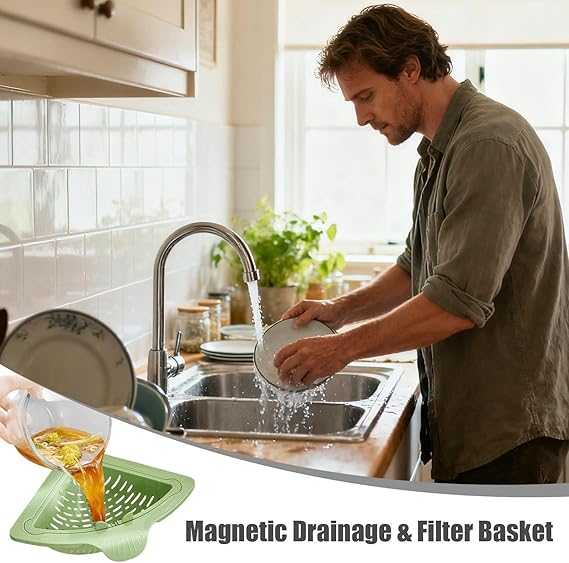 Magnetic Corner Sink Drain Basket – Space-Saving Kitchen Scrap Filter
