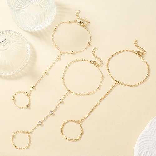 Elegant Finger Bracelet – Adjustable Gold Hand Chain with Connected Ring