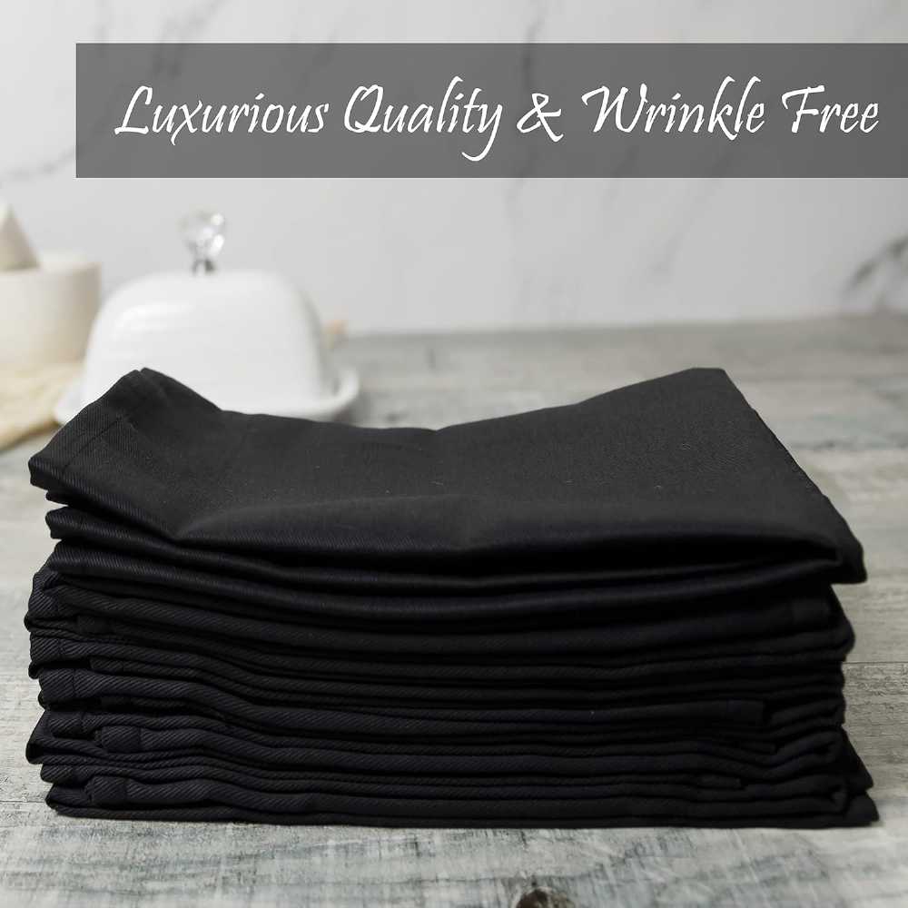 Cloth Dinner Table Napkin Black Soft Absorbent Lightweight 100% Cotton