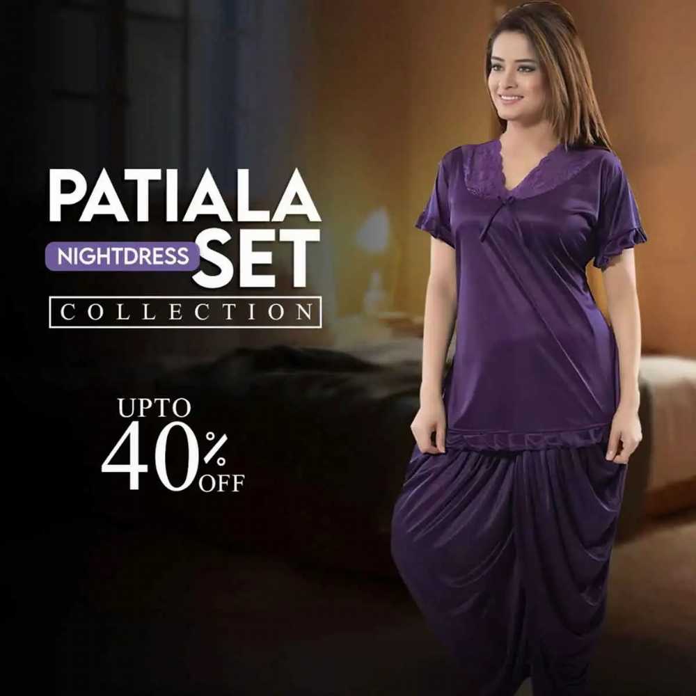 New Patiyala Style 2Pcs Silk Comfortable Night Suit