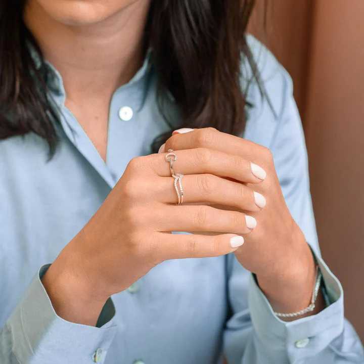 INITIAL TINY RING SILVER PLATED